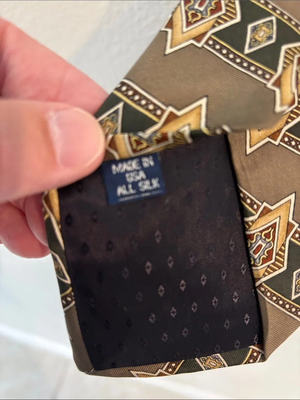 Sutter & Grant Patterned Brown Geometric Silk Tie